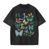 FLUTTER Vintage Wash Graphic Tee – Retro Butterfly Botanical T-Shirt, Vintage Acid Washed Lightweight Cotton Unisex Streetwear Top
