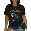 Funny "F-CAW-F" Crow T-Shirt – Black Bird Moon, Gothic Adult Humor, Vintage Streetwear, Women's Graphic Tee by Dog Mom Hat