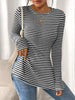 Slit Striped Long Sleeve Casual T-Shirt by Simply Love