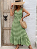 Vintage Printed V-Neck Tie Waist Midi Dress Lightweight Trendy & Elegant Dress for Women by Stevvex