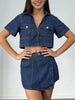 Short Sleeve Cropped Top and Skort Denim Set by Wild and Free Boutique