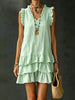 V-Neck Ruffle-Trim Tiered Sleeveless Midi Dress – 4 Colors, S–XXL by FitiqueFit
