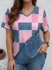 V-Neck Denim Print Short Sleeve T-Shirt | Loose Casual Tee by FitiqueFit