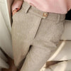 Women's Solid Color Wool-Like Tapered Trousers | Classic Ankle-Length Pants by FitiqueFit