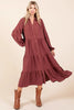 Tiered Button Down Long Sleeve Midi Dress For Women – Button Down Midi Dress, Long Sleeve Tiered Dress, Feminine Midi Dress, Button Front Dress, Elegant Long Sleeve Dress by Stevvex