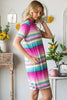 Colorful Full Size Striped Short Sleeve Mini Tee Dress Plus Size Casual Essential Summer Dress by Stevvex
