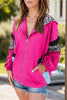 Colorful Women's Leopard Print Zip-Up Hooded Jacket Trendy Long Sleeve Outerwear with Pockets by Stevvex