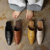 Handmade Sheepskin Ruched Mule Slides – Square Toe Low Heel by FitiqueFit