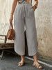🌿 Women's Cotton-Linen Cropped Drawstring Pants by FitiqueFit