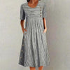 Button-Down Swing Maxi Dress – Short Sleeve Pocket Pullover Long Dress by FitiqueFit