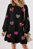 Cute Heart Round Neck Long Sleeve Mini Dress Stylish Dress for Women Girls Simple Charming Dress by Stevvex