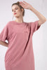 Woman Dress Casually Washed Round Neck Mini Tee Dress - Effortlessly Chic Casual Dress with Pocketed Design by Stevvex