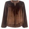 Women's Solid Color V-Neck Button Detail Long Sleeve Pullover by FitiqueFit