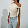 Women’s One-Shoulder Asymmetrical Tie Shoulder Top – Going Out & Party Shirt by FitiqueFit