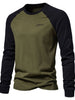 Men's Contrast Round Neck Raglan Sleeve T-Shirt