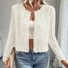 Women's Solid Color Elegant Round Neck Cardigan Top by FitiqueFit