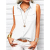 Women's Lapel Collar Sleeveless Top – Loose Fit, Pockets, Solid Color by FitiqueFit