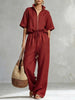 Women's Zip-Up Crew-Neck Top & Wide-Leg Pants Set by FitiqueFit