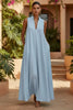 Linen Blend Sleeveless Stand-Collar Maxi Dress – 5 Colors S–3XL by FitiqueFit