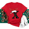 Red Loose T-Shirt Top With A Christmas Party Aesthetic by My Store