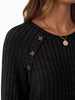 Ribbed Knit Decor Button Long Sleeve T-Shirt by Simply Love