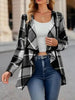Elegant Plaid Open Front Long Sleeve Jacket Stylish & Cozy Lightweight Breathable Outerwear by Stevvex