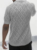 Men's Button Down Collared Neck Eyelet Knit Shirt