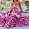 Printed Sleeveless Dress Fashion Temperament Spaghetti Waist-controlled Large Hem Dresses For Women