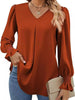 V-Neck Long Sleeve Ruffle Cuff Blouse by Wild and Free Boutique