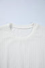 White Solid Color Textured Drop Shoulder Long Sleeve Peplum Top by Wild and Free Boutique