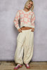 POL V-Neck Heart Pattern Checkered Sweater