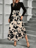 Trendy Tied Printed Round Neck Long Sleeve Midi Dress Elegant & Trendy Printed Dress for Women by Stevvex