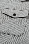 Solid Textured Flap Pocket Buttoned Shacket