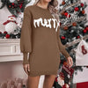 Women’s Knitted Round Neck Lantern-Sleeve Pullover Sheath by FitiqueFit