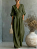 Women's V-Neck Wide-Leg Jumpsuit – High Waist Pleated Elegant 11 Colors S–5XL by FitiqueFit