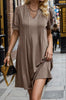 Notched Short Sleeve Dress