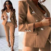 Double-Breasted Lapel Blazer & Zip-Up Trousers Suit by FitiqueFit