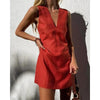 🌿 V-Neck Cotton & Linen Sleeveless Mini Dress by FitiqueFit