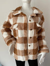 Autumn And Winter Long Sleeve Double Pocket Plaid Furry Coat Women