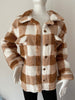 Autumn And Winter Long Sleeve Double Pocket Plaid Furry Coat Women