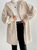 Beige Long Winter Open Front Long Sleeve Fuzzy Hooded Jacket Cozy & Stylish Outerwear by Stevvex