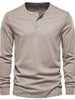 Men's Full Size Quarter Button Round Neck Long Sleeve T-Shirt Plus Size