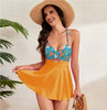 Women's Cutout Sling One-Piece Swimsuit – Built-In Chest Pad & Skirt Hem by FitiqueFit
