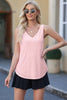 Light Pink Eyelet Knit Patterned Loose V Neck Tank Top by Wild and Free Boutique