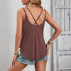 Women's Solid Color Round Neck Sleeveless Casual Button-up Top by My Store