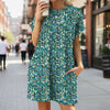 Floral Print Loose Pocket Dress | Round Neck Short Sleeve by FitiqueFit