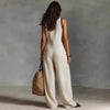 Women’s Simple Linen-Blend Sleeveless Jumpsuit by FitiqueFit