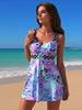 Women's High-Neck Tankini Swimsuit – Adjustable Straps Plus Size by FitiqueFit