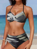 Bikini Camo Print 2 Piece High Cut Halter Swimsuit for Women – Vibrant V Neck Backless Bikini Set with Ruched Detail – Comfortable Stretchy Swimwear for Beach Pool and Summer Vacation by Stevvex