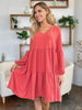 Light Green Double Take Full Size V-Neck Sleeve Tiered Dress with Pockets Elegant & Comfortable Casual Dress by Stevvex